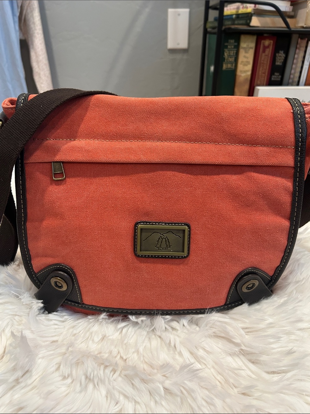 Canvas Messenger Bag - Orange - Unknown Brand